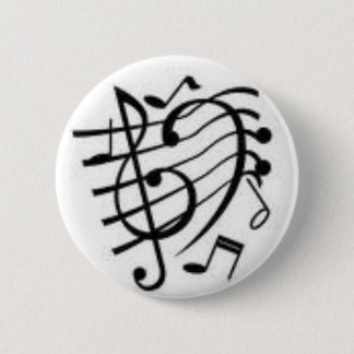 music notes 6 cm round badge