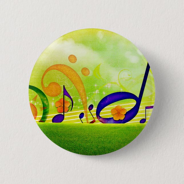 Music Notes 6 Cm Round Badge (Front)