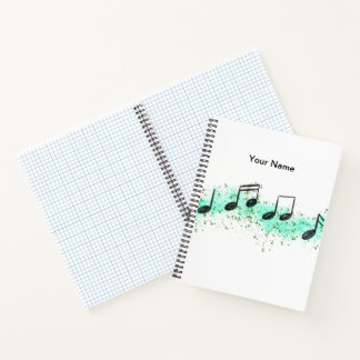 Music Notes Abstract Art Notebook - Aqua & Green
