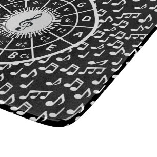Music notes and circle of fifths cutting board