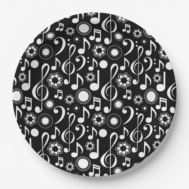 Music Notes and Clefs Paper Plate (Front)