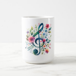 Music Notes and Flowers Coffee Mug