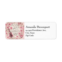 Music Notes and Flowers Retro Style Address