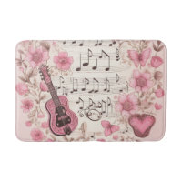 Music Notes and Flowers Retro Style