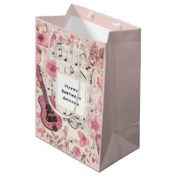 Music Notes and Flowers Retro Style Birthday