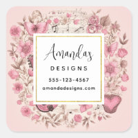 Music Notes and Flowers Retro Style Business
