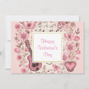 Music Notes and Flowers Retro Style Valentine's