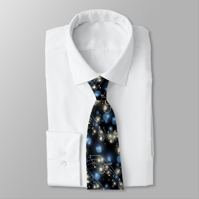 Music Notes and Holiday Party Lights Tie (Tied)