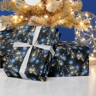 Music Notes and Holiday Party Lights Wrapping Paper