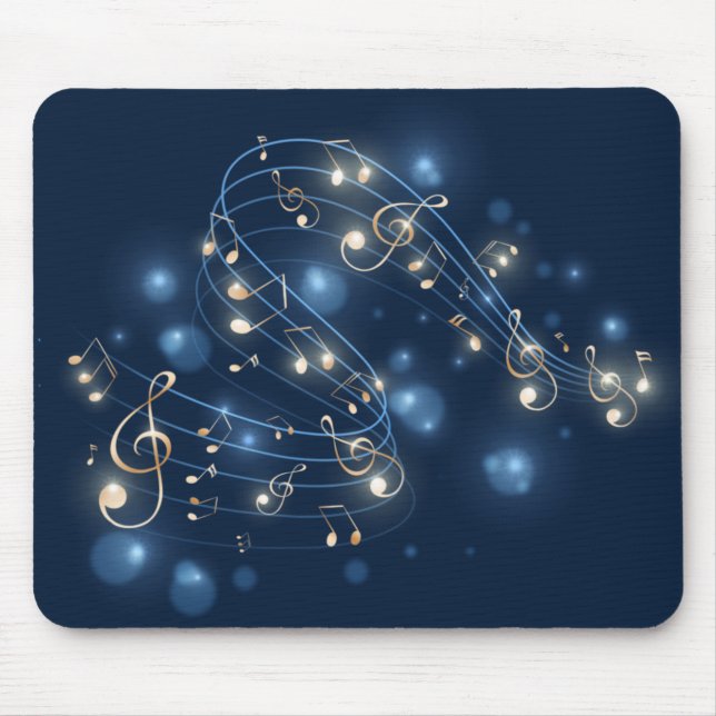 Music Notes and Lights On Blue Mouse Pad (Front)