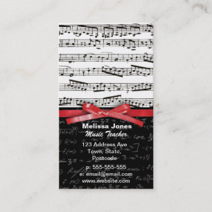 Music notes and math equations business card
