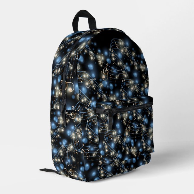 Music Notes and Party Lights Printed Backpack (Back Corner Left)