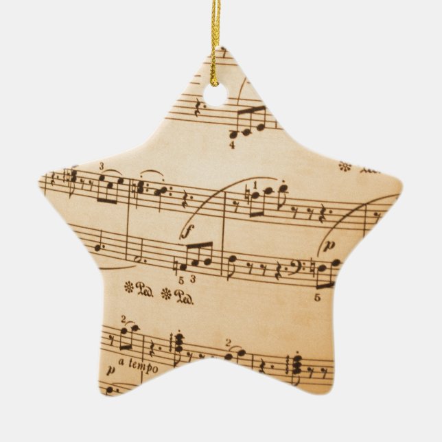 Music Notes Background Ceramic Tree Decoration (Front)