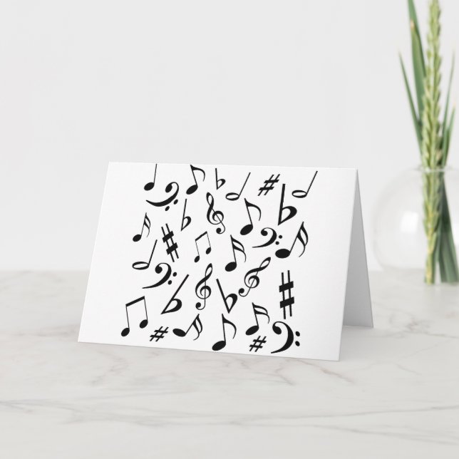 Music Notes Birthday Card - Customisable Text (Front)