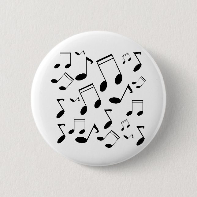 Music notes black 6 cm round badge (Front)