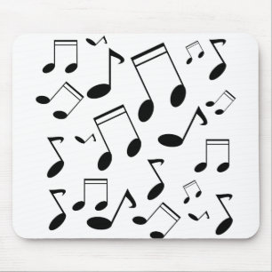 Music notes black mouse pad