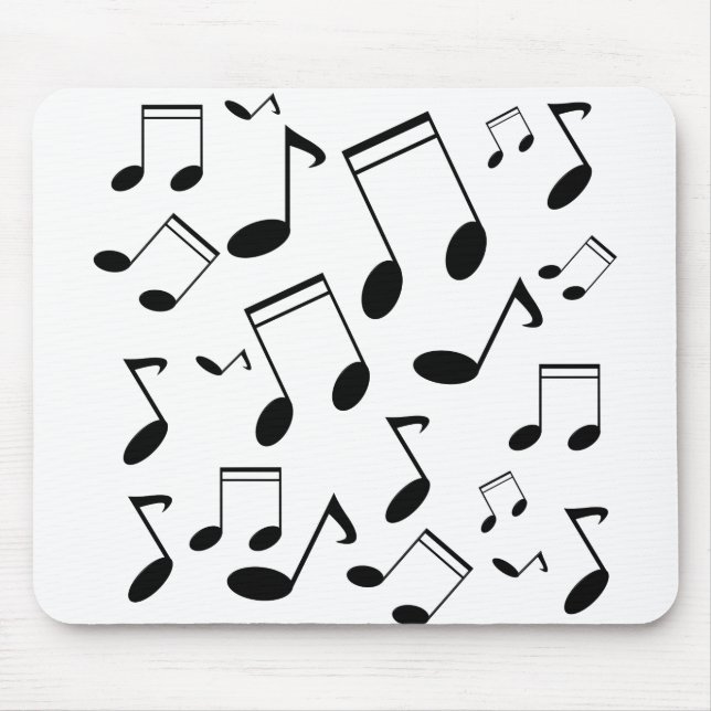 Music notes black mouse pad (Front)