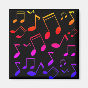 Music notes black Rainbow colours Magnet