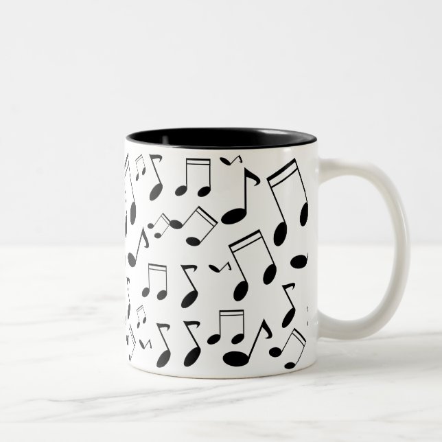 Music notes black Two-Tone coffee mug (Right)