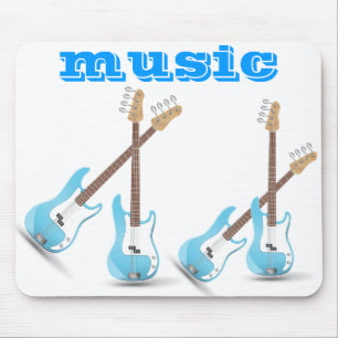 Music Notes Blue Chevrons Zigzags Pattern Destiny Mouse Pad