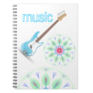 Music Notes Blue Chevrons Zigzags Pattern Destiny Spiral Notebook