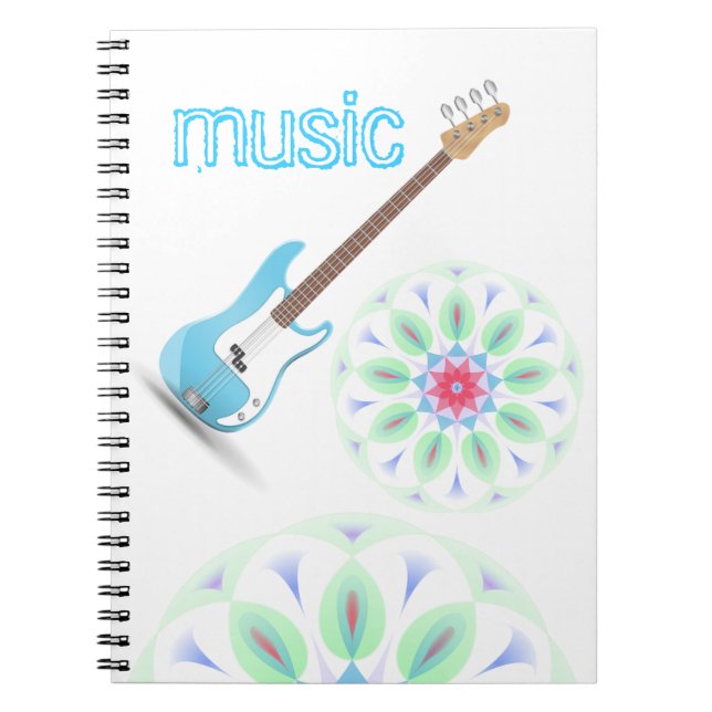 Music Notes Blue Chevrons Zigzags Pattern Destiny Spiral Notebook (Front)