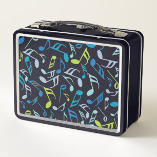Music Notes Blue Metal Lunch Box