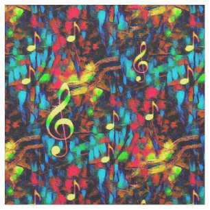 Music Notes Bright Abstract Fabric