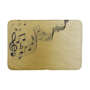 Music Notes Brushed Gold Bath Mat