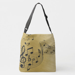 Music Notes Brushed Gold Crossbody Bag