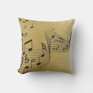 Music Notes Brushed Gold Cushion