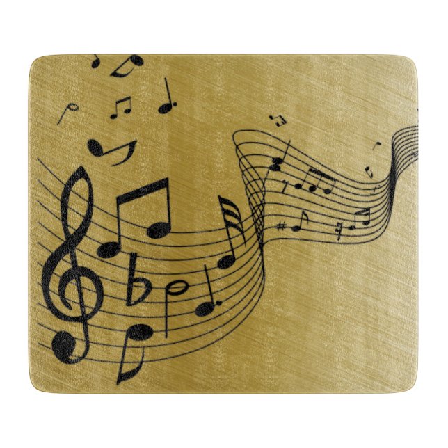 Music Notes Brushed Gold  Cutting Board (Front)