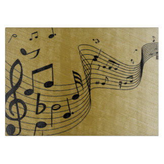 Music Notes Brushed Gold Cutting Board