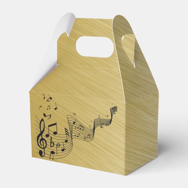 Music Notes Brushed Gold  Favour Box (Front Side)