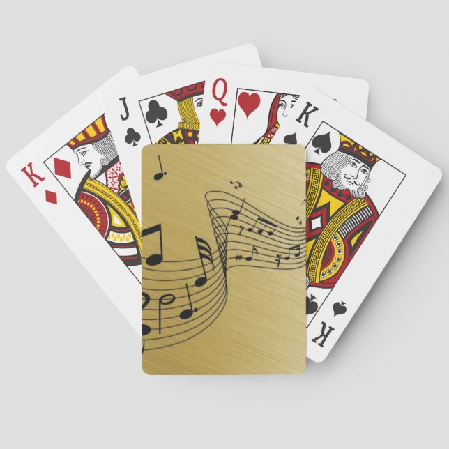 Music Notes Brushed Gold  Playing Cards (Back)
