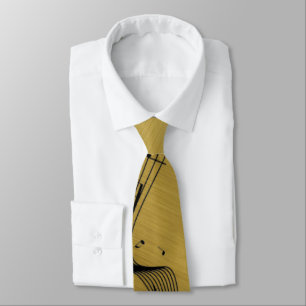 Music Notes Brushed Gold Tie