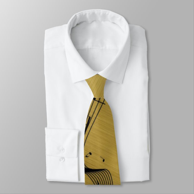 Music Notes Brushed Gold  Tie (Tied)