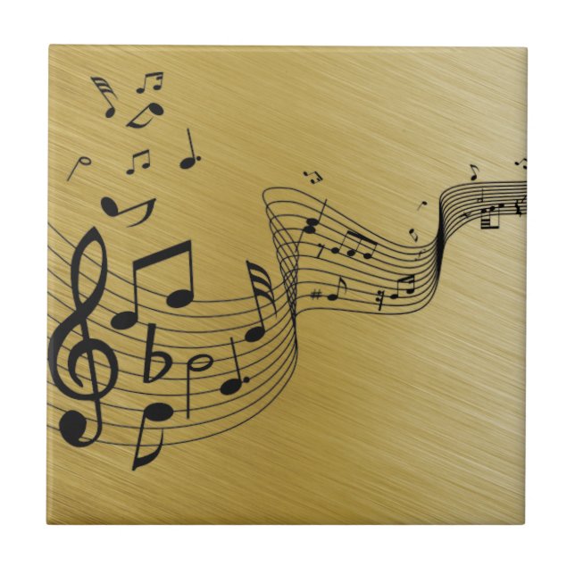 Music Notes Brushed Gold  Tile (Front)