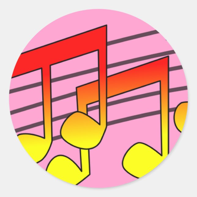 Music Notes Classic Round Sticker (Front)