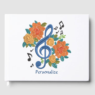 Music Notes Classic Trendy Musical Theme Guest Book