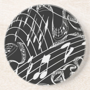 MUSIC NOTES COASTERS-BLACK COASTER