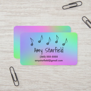 Music Notes Colorful Business Cards