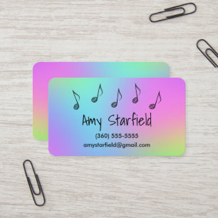 Music Notes Colourful Business Cards