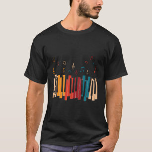 Music Notes Colourful Keyboard Piano T-Shirt