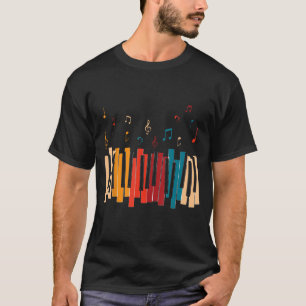 Music Notes Colourful Keyboard Piano T-Shirt
