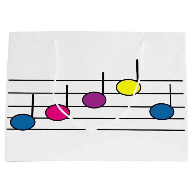 Music Notes Colourful Pretty Large Gift Bag (Front)