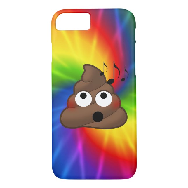 Music Notes Emoji Poop iPhone Case (tie dye) (Back)