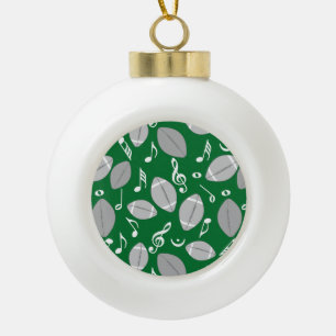 Music Notes Footballs Ceramic Ball Christmas Ornament