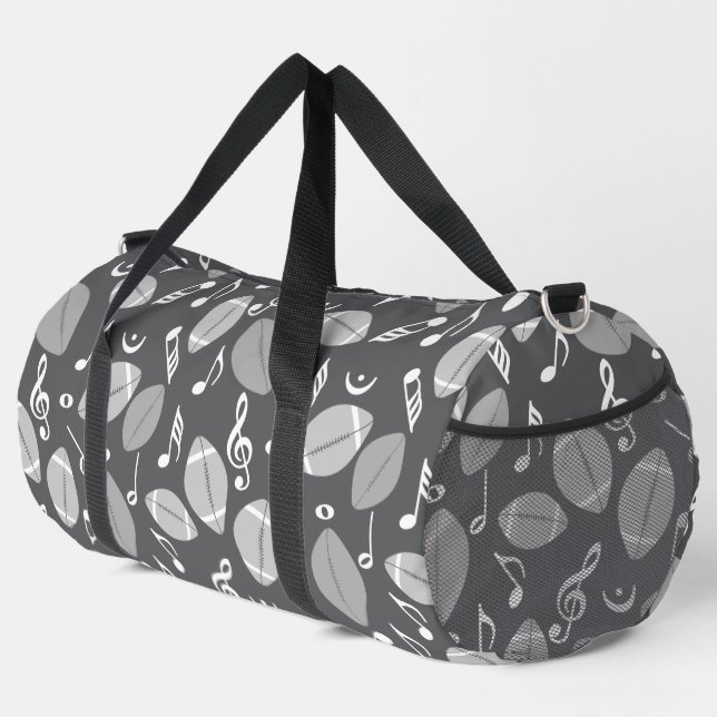 Music Notes Footballs Duffle Bag (Right Corner)