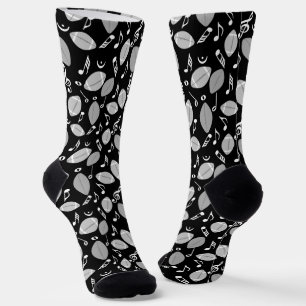 Music Notes Footballs Socks